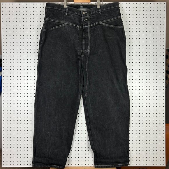 Girbaud Black Baggy 90s Jeans 44x34 Cargo Stash Skate Punk Wide Leg Grunge READ - Picture 1 of 8